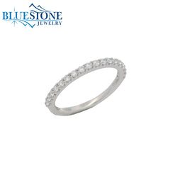 14KWG Wedding Band w/ 19 LAB Diamonds- Size 6.5