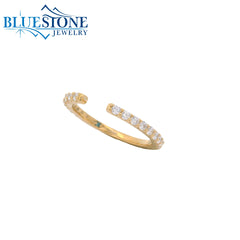 14KYG Open Wedding Band w/ 19 LAB Diamonds- Size 6.5