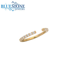 14KYG Open Wedding Band w/ 19 LAB Diamonds- Size 6.5