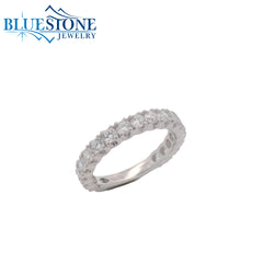 14KWG Wedding Band w/ 19 LAB Diamonds- Size 6.5