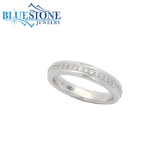 14KWG Wedding Band w/ 30 LAB Diamonds- Size 6.5