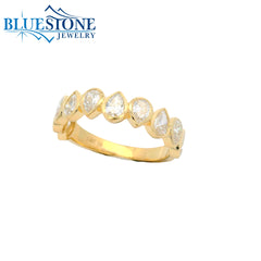 14KYG LAB-Diamond Band w/ 10 Pear Cut - Sz. 7