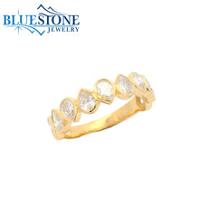 14KYG LAB-Diamond Band w/ 10 Pear Cut - Sz. 7
