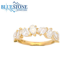 14KYG LAB-Diamond Band w/ 9 Pear Cut - Sz. 7
