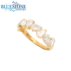 14KYG LAB-Diamond Band w/ 9 Pear Cut - Sz. 7