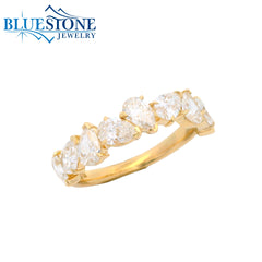 14KYG LAB-Diamond Band w/ 9 Pear Cut - Sz. 7
