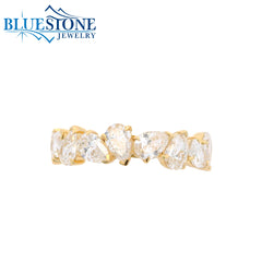 14KYG LAB-Diamond Band w/ 9 Pear Cut - Sz. 7
