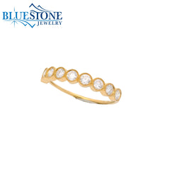 14KYG LAB-Diamond Band w/ Bezel Set Miligrain - Sz. 7.25