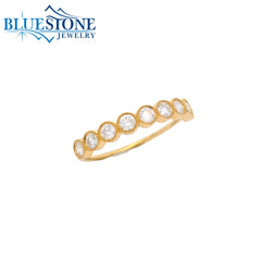 14KYG LAB-Diamond Band w/ Bezel Set Miligrain - Sz. 7.25