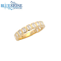 14KYG LAB-Diamond Band w/ Bezel Set Emerald Cut - Sz. 7