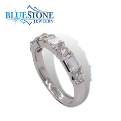 14K White Gold Fashion/Wedding Band w/ 1.02cttw of Diamonds(size 6.5)