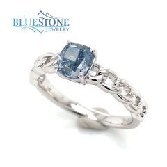 14kt White Gold Ring with Blue Diamond- Size 7