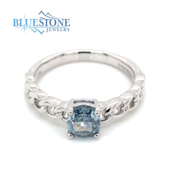 14kt White Gold Ring with Blue Diamond- Size 7