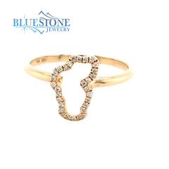 14K Yellow Gold Lake Tahoe Ring with Diamond -size 6.75