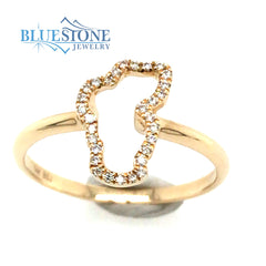 14K Yellow Gold Lake Tahoe Ring with Diamond -size 6.75