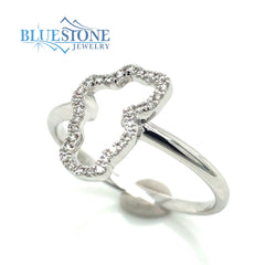 14K White Gold Lake Tahoe Ring with Diamond-size 6.75
