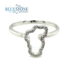 14K White Gold Lake Tahoe Ring with Diamond-size 6.25