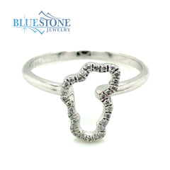 14K White Gold Lake Tahoe Ring with Diamond- Sz 8