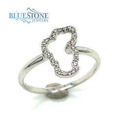 14K White Gold Lake Tahoe Ring with Diamond- Sz 5.5