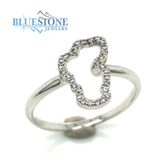 14K White Gold Lake Tahoe Ring with Diamond- Sz 8