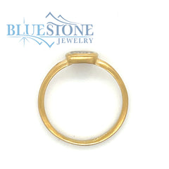 14K Yellow Gold Matte-Finished Ring w/ 0 09cttw Diamonds-Size 6.75