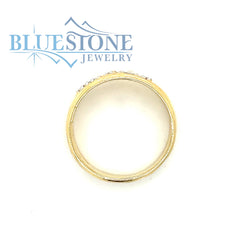 14K Yellow Gold Tree Bark Matte Finished Ring w/ 0 10cttw Diamonds-Size 7