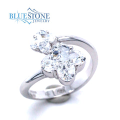 14kt White Gold Clover Diamond Ring- Size 6.5