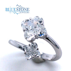 14kt White Gold Clover Diamond Ring- Size 6.5