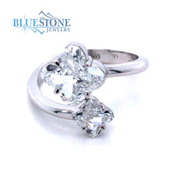 14kt White Gold Clover Diamond Ring- Size 6.5