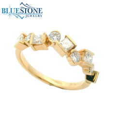 14K Yellow Gold Diamond Ring- Size 7