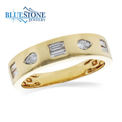 14KT Yellow Gold Flush Diamond Ring- Size 7