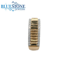 14K Yellow & White Gold Bar & Diamond Ring- Size 7
