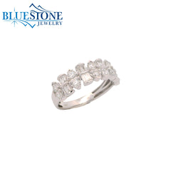 14KWG Ring w/ Trillion & Emerald Cut Diamonds - Sz. 7