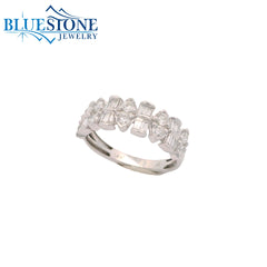 14KWG Ring w/ Trillion & Emerald Cut Diamonds - Sz. 7