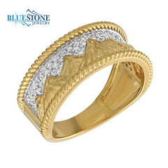 14kt Yellow Gold Mountain Ring with Diamonds- Size 6.5
