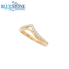 14KYG Double Contour "V" Diamond Encrusted Band - Size 6