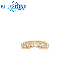 14KYG Double Contour "V" Diamond Encrusted Band - Size 6