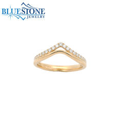 14KYG Double Contour "V" Diamond Encrusted Band - Size 6