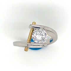 18K White Gold & 24 Karat Yellow Gold Engagement Ring
