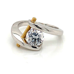 18K White Gold & 24 Karat Yellow Gold Engagement Ring
