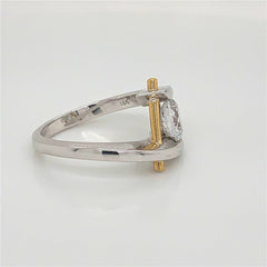 18K White Gold & 24 Karat Yellow Gold Engagement Ring