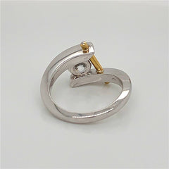 18K White Gold & 24 Karat Yellow Gold Engagement Ring