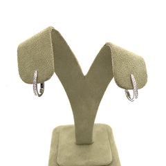14 Karat White Gold Diamond Huggie Earrings