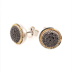 Silver & Gold Black Diamond Earrings