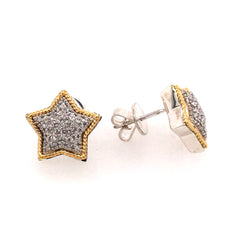 Silver & Gold Star Earrings with Diamonds