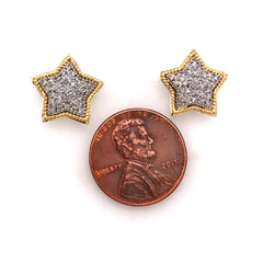 Silver & Gold Star Earrings with Diamonds