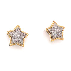 Silver & Gold Star Earrings with Diamonds