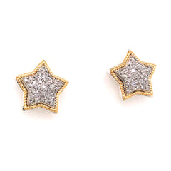 Silver & Gold Star Earrings with Diamonds