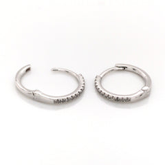 14K White Gold Huggie Earrings with Diamonds