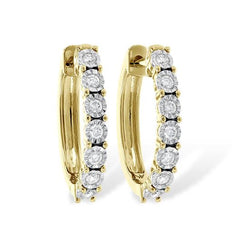 14 Karat Yellow Gold 0.25 Carat Diamond Huggie Earrings